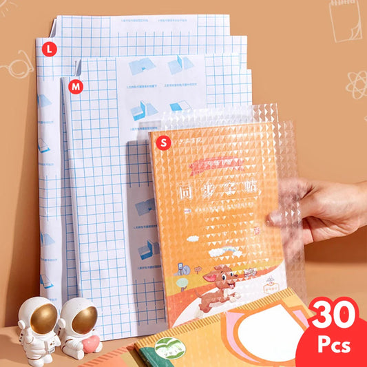 Self-Adhesive Transparent Books Cover (3 Different Size-30 Pcs)